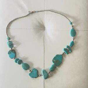 18"Silver Plated & Turquoise  Necklace
